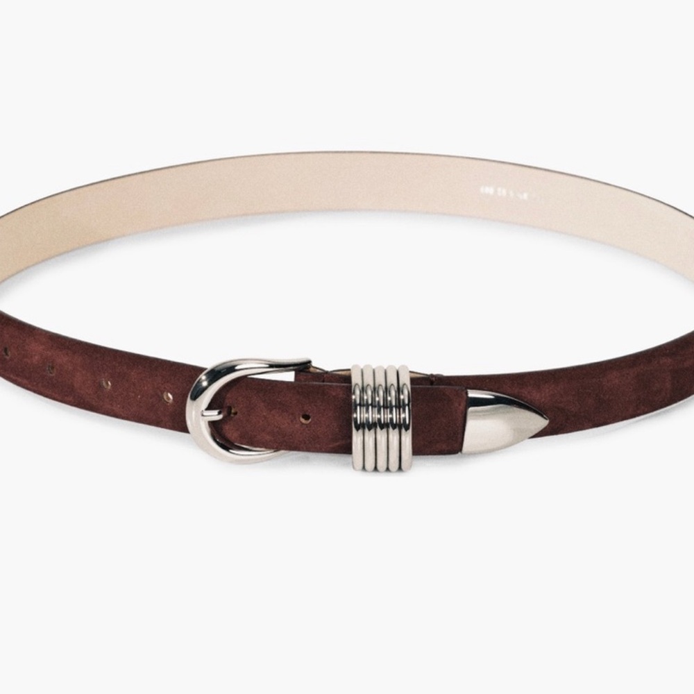 Hollyhock Suede Women's Belt with Silver Hardware, Garnet